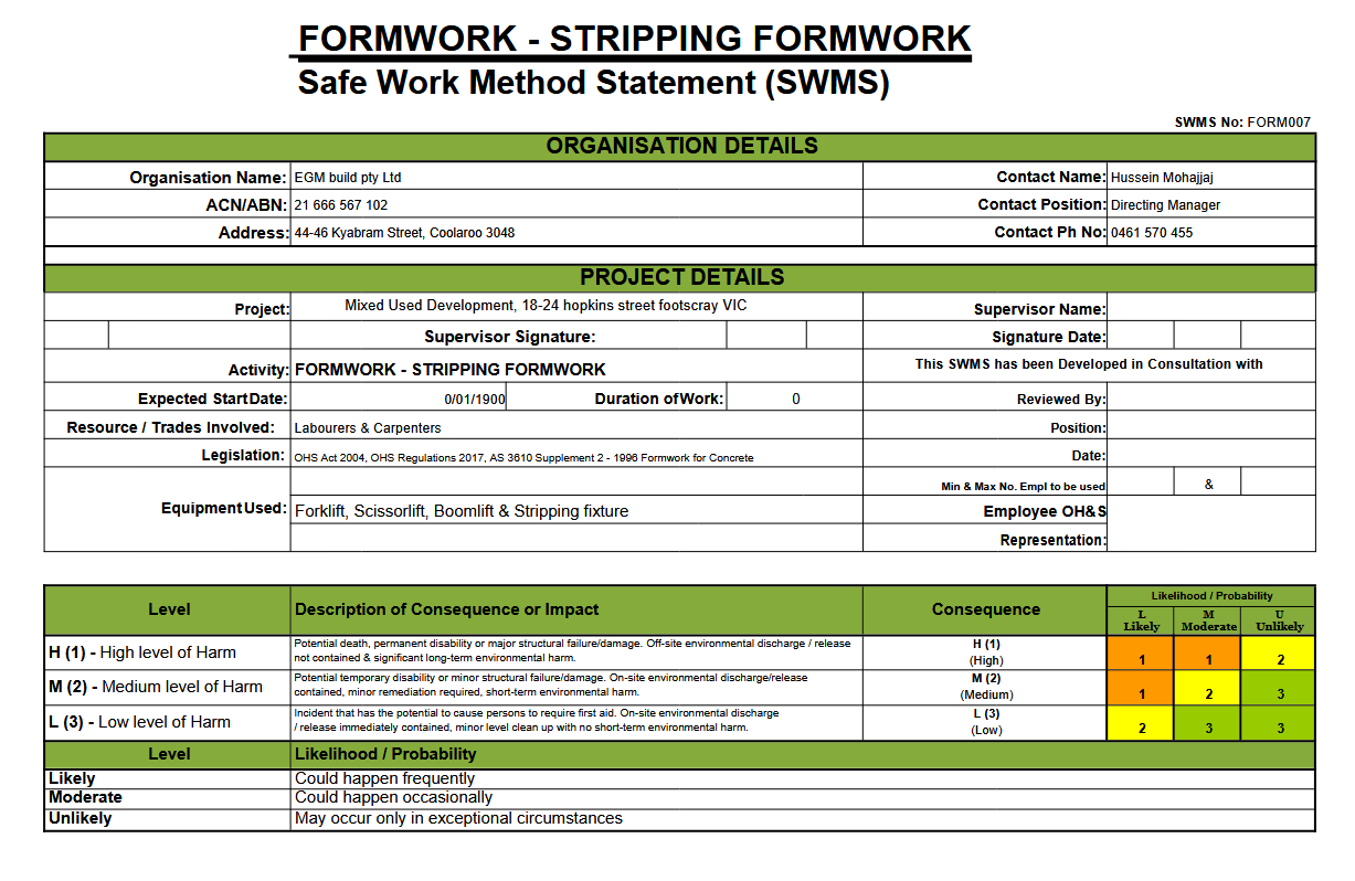 Formwork project